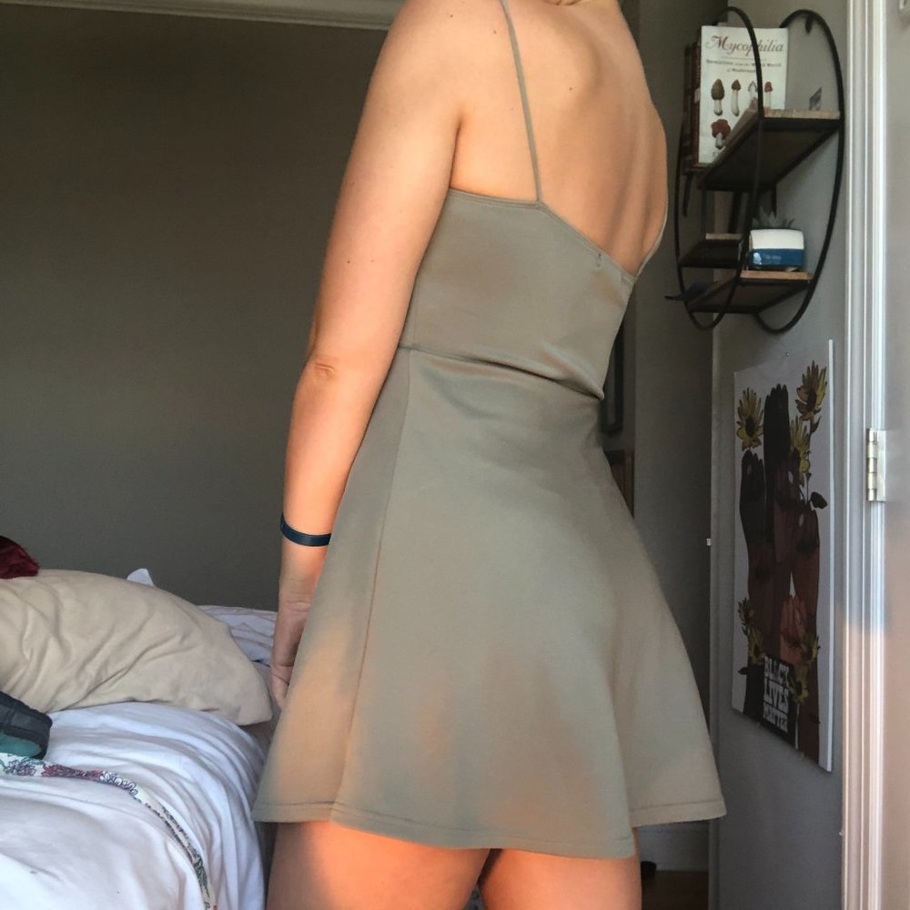 Olive Green Fit and Flare Dress